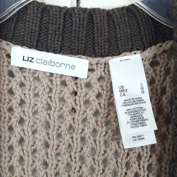 Liz Claiborne Open Front Crochet Cardigan Large - Picture 2 of 7